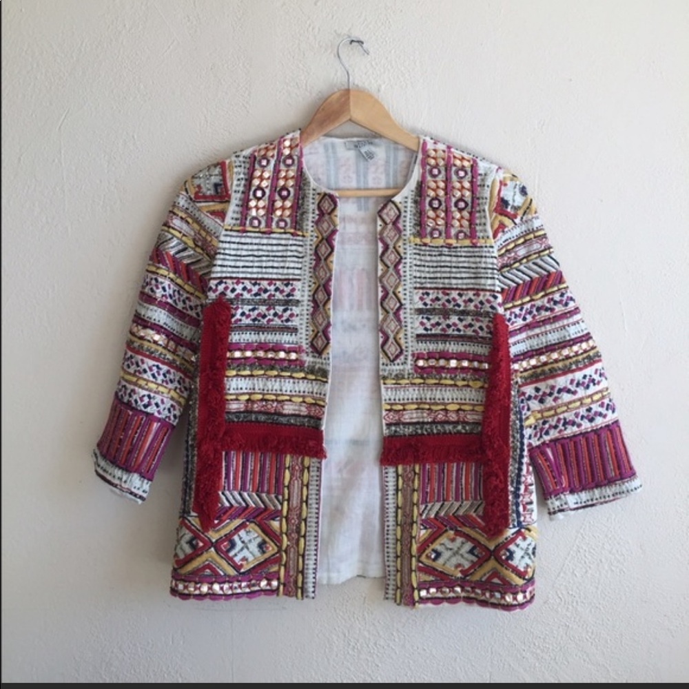 zara embroidered jacket with beads M new